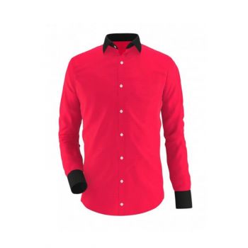 Red With Black Contrast Semi Formal Shirt Code Madrid Red Ea